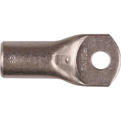 Elpress CU-rørkabelsko KRT, 185mm² med M16 laske, vist isoleret på hvid baggrund med inspektionshul.