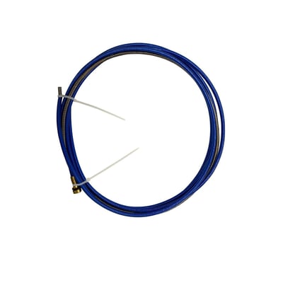 Isoleret trådleder i stål med en blå ydre kappe og synlig stålspiral indeni, Ø 0,6-0,8 mm, 5 meter.