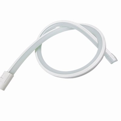 Fleksibel hvid LEDlife RGB 16x16 Neon Flex LED strip med 16mm bredde og en monteringsklips i enden.