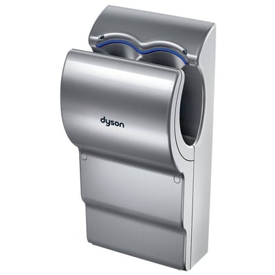 Grå Dyson Airblade dB AB14 håndtørrer med buet åbning til berøringsfri tørring af hænder.