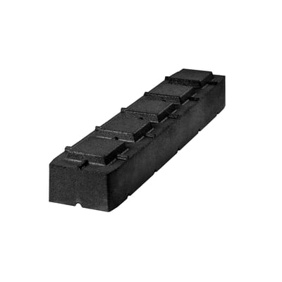 Enkel sort gummi montageblok på 1000 x 190 x 130 mm, designet til at forhøje varmepumper.