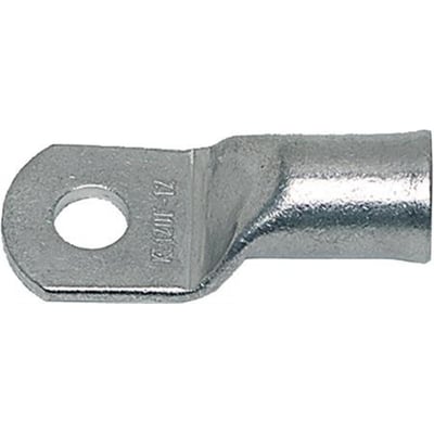 Sidevisning af Klauke kabelsko til mangetrådede ledere, viser inspektionshul og 50 mm² terminalens dimensioner.