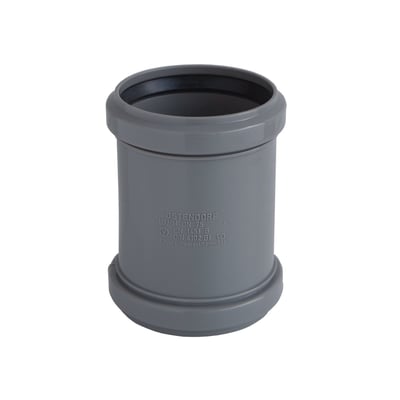 Grå HT-PP skydemuffe fra Ostendorf med en diameter på 75 mm og PN 10, egnet til afløb.