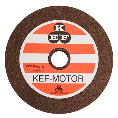 Scantool slibeskive på 125x16xØ20 mm med NK60 korn og KEF-MOTOR mærkning. Bruger normal korund til slibning.
