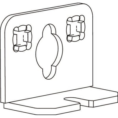 Eaton Tabula vægbeslag 220A6308, vist som en teknisk tegning med monteringshuller.