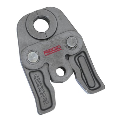 Close-up af Ridgid M22 standard presskæbe, 16 mm, 32KN, med tydeligt Ridgid logo og prægede mål på grå overflade.