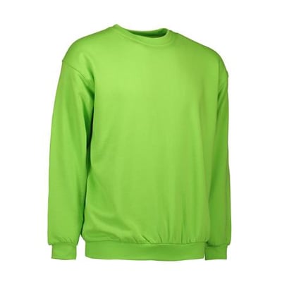 Limegrøn GAME sweatshirt fra ID Identity med rund hals og lange ærmer, fremstillet i blødt bomuld med børstet inderside.