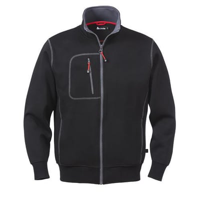 Kansas ACODE sweatshirt i sort med rød detalje ved kraven og lynlås samt grå syninger.