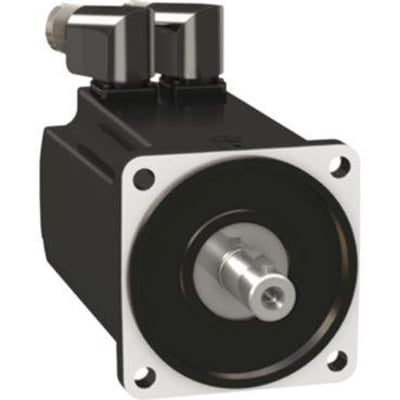 Schneider Electric BMH servomotor med 6,2 Nm moment og IP54-beskyttelse, vist med glat aksel og tilslutningsbokse.