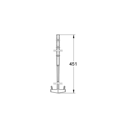Teknisk tegning af Grohe drivstang til servo udløbsventil, viser målet 451 mm på den samlede længde.