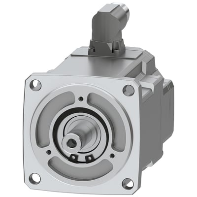 Siemens SIMOTICS S-1FK2 HD servomotor vist forfra med cylindrisk aksel og monteringshuller på en firkantet flade.