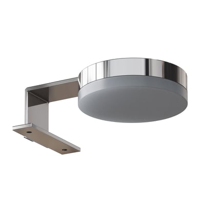 Dansani YOU Jupiter spejllampe i krom med LED lys, Ø80mm, vist fra siden med monteringsbeslag.