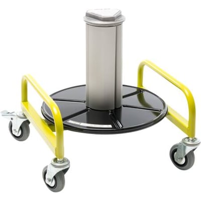 Vario afruller for ringe med justerbar kerne på 150-260 mm og en bæreevne på 50 kg, inklusive låsbart hjulsæt.