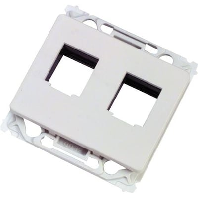 Lauritz Knudsen Opus66 dataudtag i hvid, designet til to Systimax konnektorer med en modulær ramme.