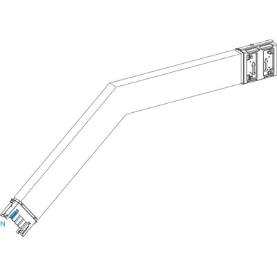 Schneider Electric Canalis vinkel KSA400DLF43B 400A, illustreret med buede linjer og monteringsdetaljer.