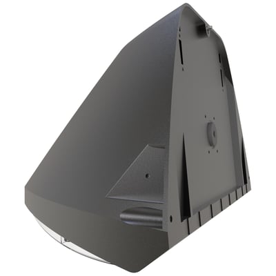 Ansell Lighting WOLF vægarmatur i grå finish med 18/20/30W, skumringsrelæ og asymmetrisk lysfordeling.