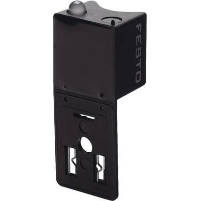 Festo indikatorindsats MFL-230AC i sort plast med synligt Festo-logo og en lille kuppelformet lysindikator på toppen.