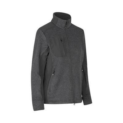 ID Identity strikfleece cardigan i grafit melange til damer i størrelse 3XL med kontrastdetaljer og lynlåse.