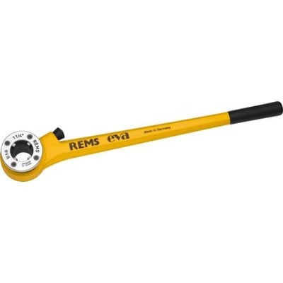 Rems hånd-gevindskæreklup Eva, gul med sort håndtag, til lynudskiftelige skærehoveder.