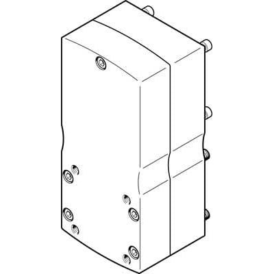 Festo parallelbyggesæt EAMM-U-86-D60-70A-102 størrelse 86 med monteringshuller og stik i en vinkeltæt tegning.