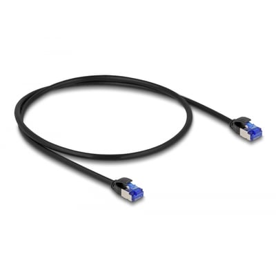 DeLock netværkskabel med RJ45 stik, Cat.6A S/FTP, 0,5 meter i sort, slim design.