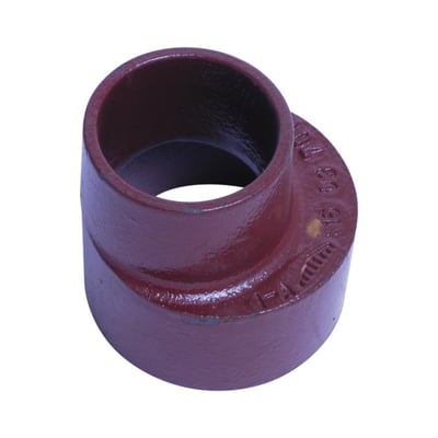 Rød SML reduktion i støbejern til afløbssystemer, uden muffe, med dimensioner 80-50mm.