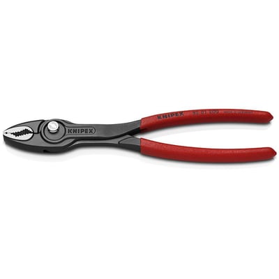 Knipex Twingrip frontgribetang, 200 mm, med mørkegrå ben og røde greb, ses på en hvid baggrund.