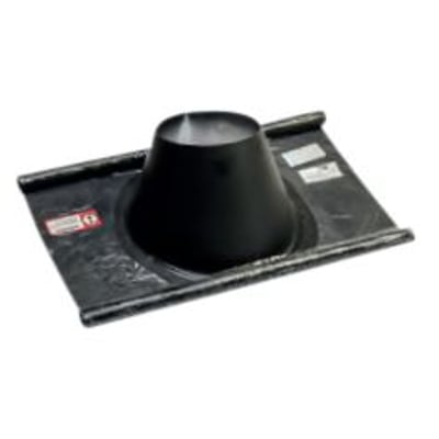 Kierulff Metalbestos inddækning i sort flexmateriale med konisk aluminiumsmunding, Ø230/130 mm og 33-45° vinkel.