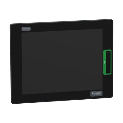 Schneider Electric 12,1'' touch panel skærm, model HMIDM6600TM, med 'Harmony' logo og grøn sideknap.