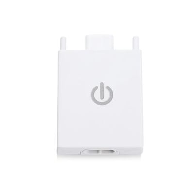 Markslöjd Combine 3-trins berøringsdæmper i hvid, med et diskret power-symbol på fronten og tilslutningsporte i siderne.