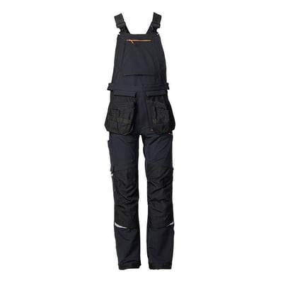 Kansas Evolve stretch overalls i sort, med CORDURA-forstærkede hængelommer og mange praktiske lommer med lynlås.