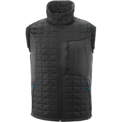 Detalje af Mascot Termovest Climascot i sort XL, viser lynlåslukning og quiltet tekstur.