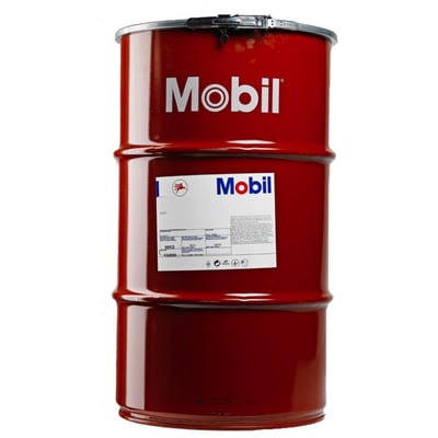 Rød 50 kg tønde med Mobilgrease XHP 222 smørefedt, tydelig Mobil logo og produktinformation på mærkatet.