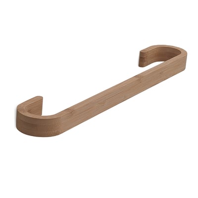 HeFe Himalaya håndklædeholder i bambus med en bredde på 40cm og en naturlig træfinish, monteret på en hvid baggrund.