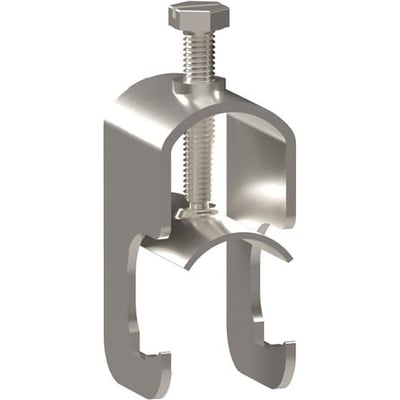 Schneider Electric kabelklemme ARX1-22 Zink+ til korrosionsklasse C4, vist med en bolt til fastgørelse.