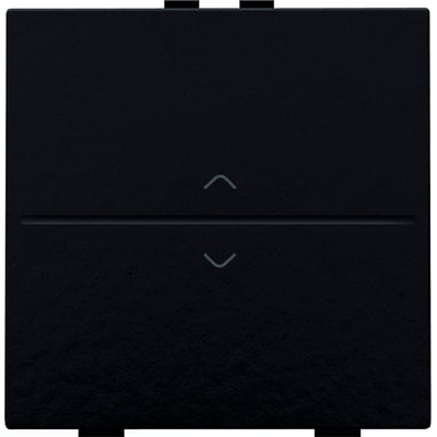 Niko tangent i sort bakelite med pil-symboler til trådløs 2-tryk, stilrent design og blank finish.