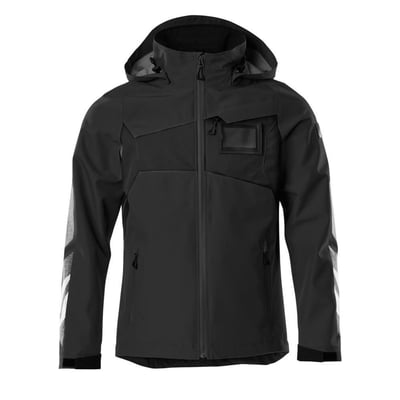Bagfra set Mascot Accelerate skaljakke i sort, XL, med CORDURA®-forstærkninger og synlige reflekser på ærmerne.