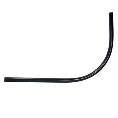 Sort 63 mm PVC-indføringsbøjning til 32/40 mm rør, vist med vandret og lodret rørstykke forbundet af en rund bøjning.
