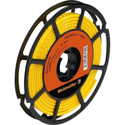 Weidmüller kabelmærke CLI M 2-4 på spole, med gul PVC og sort tekst, 500 stk. til kabler fra 16-500mm².