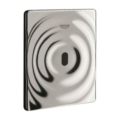 Grohe Tectron Surf urinal armatur i skinnende krom finish, med infrarød sensor og karakteristisk bølgemønster.