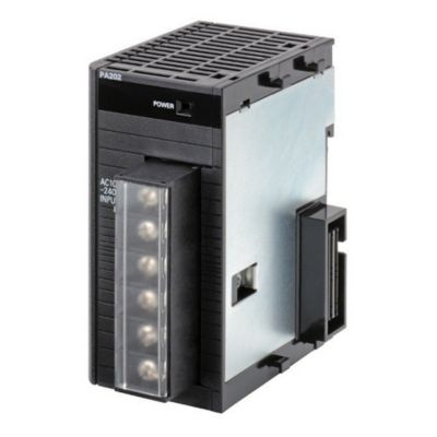 Omron CJ1W-PA202 strømforsyningsenhed, 100-240 VAC input, 14 W kapacitet, med klar terminaldæksel.