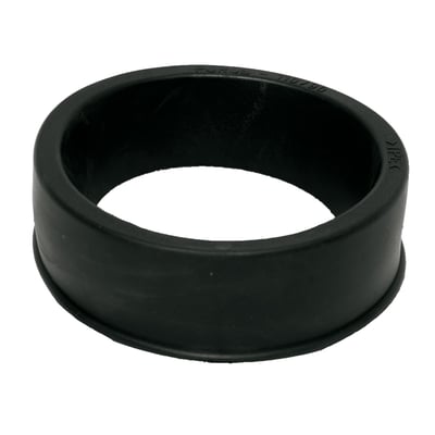 Purus gummimanchet i sort TPE-plast med bred kant og åbning, til overgang mellem 110 og 90 mm.