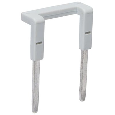 Grå jumper med metalben til elektrisk forbindelse, designet til spoleside A1/A2 eller common.