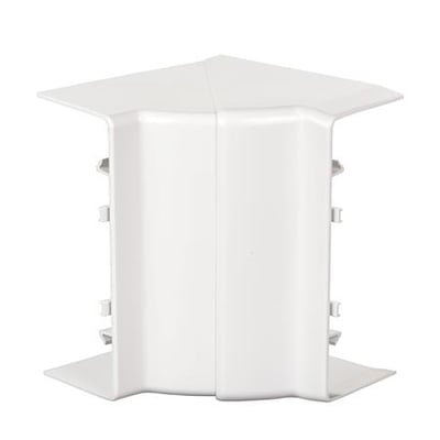 Schneider Electric OptiLine 45 indvendigt hjørne i polar hvid, 140mm bred, lavet af PC/ABS-materiale.
