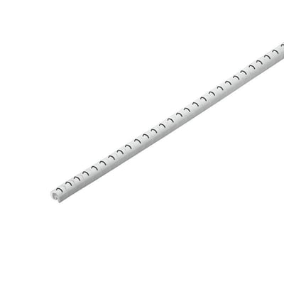Weidmüller kabelkodningssystem som hvid markeringsprofil med sorte markeringer, til ledere med en diameter på 1,3–3 mm.