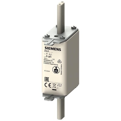 Siemens LV HRC sikringselement, type NH1, med 125A mærkestrøm og gG karakteristik til 500V.