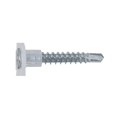 EJOT FGE fibergipsskrue på bånd, 4,2 x 40 mm, set fra siden med gevind og spids tydeligt synlige.