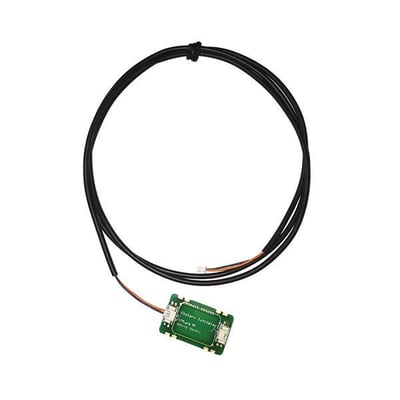 Ekstern fugtsensor til Aqua Xpress med sort kabel og grøn printplade på hvid baggrund.