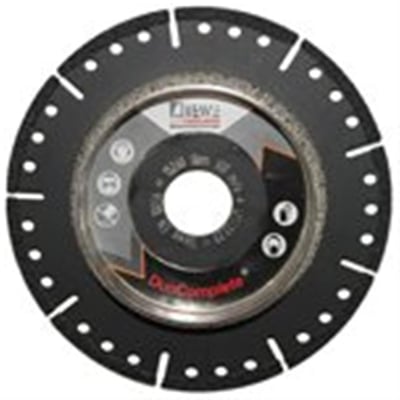 DUO-complete diamantklinge til PVC, Ø 125/22,2 mm, med synlige mærker for hastighed og størrelse på den sorte klinge.