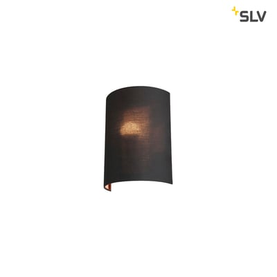 SLV Fenda halvskærm i sort tekstil med kobberfarvet inderside, vist på hvid baggrund.